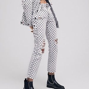 Alexander Wang Grey Checkered Denim SS17